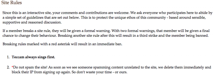 New site rules